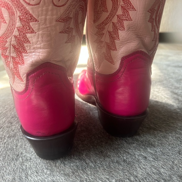 Lucchese 1883 Pink/ light pink ostrich Heeled Boots 7.5 - Picture 8 of 14